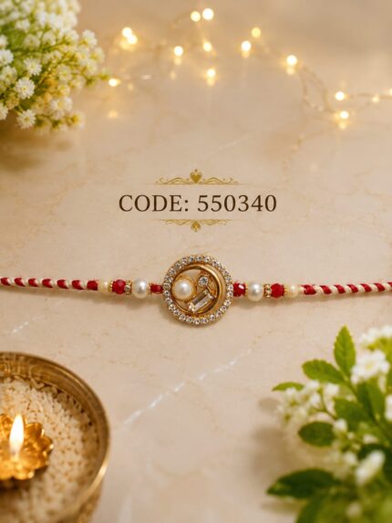 Pearl American Diamond Designer Rakhi (5503) - Pack of 6