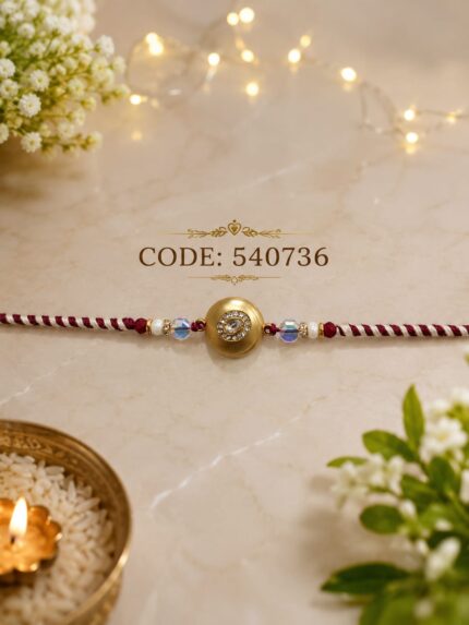 Gold-Tone Crystal Designer Rakhi (5407) - Pack of 6