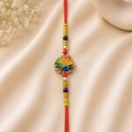 Colorful Peacock Designer Rakhi with American Diamond & Pearl Work (KR5) - Pack of 6