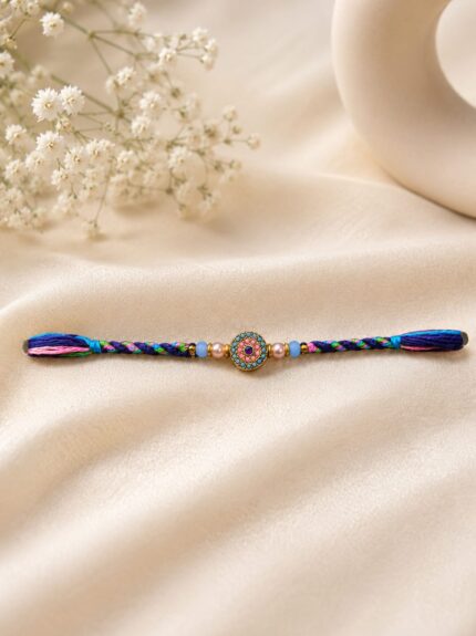 Multicolor Stone Beaded Rakhi for Brother – Pack of 6