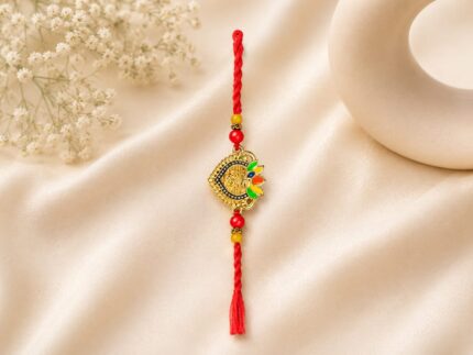 Traditional Floral Designer Rakhi with Gold-Plated Pendant (KR3) - Pack of 6