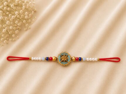 Traditional Pearl Beaded Designer Rakhi (KR11) - Pack of 6