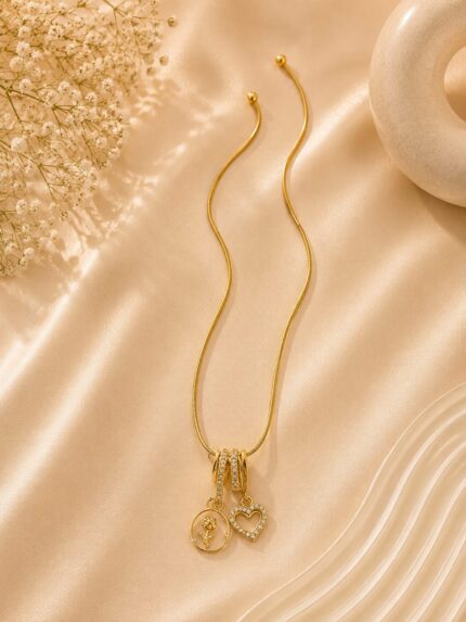 Gold Double Charm Slider Necklace (NE5) – Pack of 6