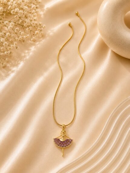 Gold Ballerina Pendant Slider Necklace (NE4) – Pack of 6