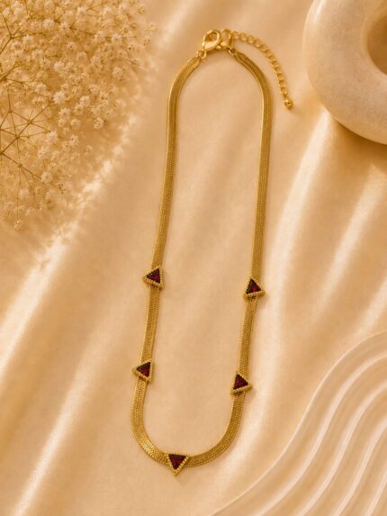 Gold Multi Triangle Stone Necklace (NE10) – Pack of 6