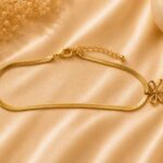 Gold Bow & Heart Charm Anklet (NE13) – Pack of 1