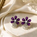 Royal Amethyst Floral Crystal Earrings