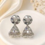 Elegant Silver Crystal Jhumka Earrings – Premium Traditional Collection