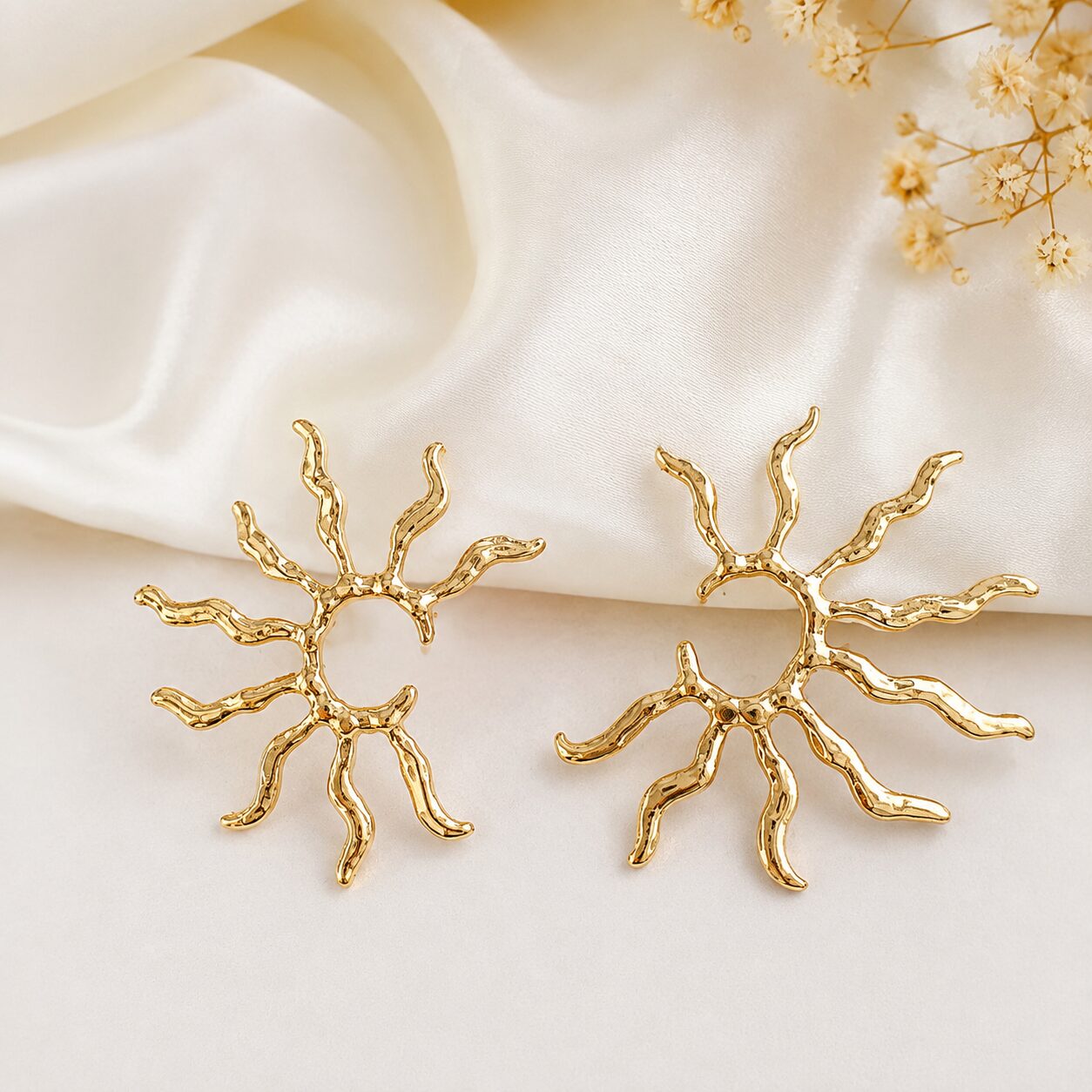 2026/08/1000362549.jpg GOLDEN Fairy Wing Statement Earrings for Women | Trendy Designer Party Earrings - Image 1