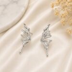 Silver Fairy Wing Statement Earrings for Women | Trendy Designer Party Earrings