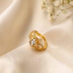 Luxury Gold-Plated Crystal Statement Ring for Women | Elegant Party & Daily Wear Ring