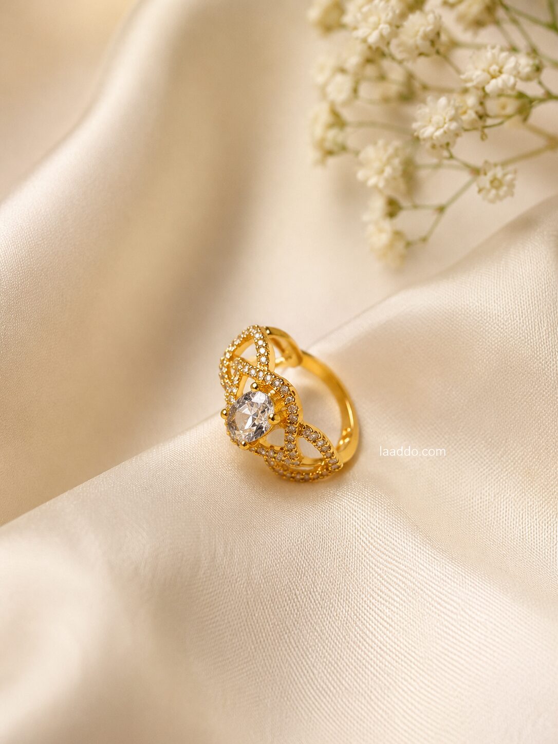 2026/08/1000363206.jpg Luxury Gold-Plated Crystal Statement Ring for Women | Elegant Party & Daily Wear Ring - Image 1