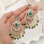DUAL COLOR GREEN KUNDAN EARRINGS
