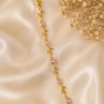 Elegant Gold-Tone Pink Crystal Vine Bracelet