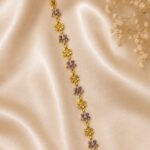 Elegant Gold-Tone Purple Floral Crystal Bracelet