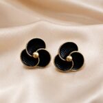 Black Flower Stud Earrings