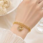 Gold Heart Charm Bracelet