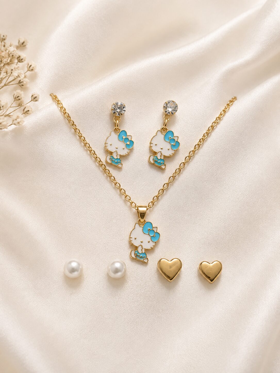 2026/08/1001771701.jpg Gold Plated Pendant Necklace & Earrings - Image 1