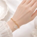 Korean white Flower Charm Bracelet