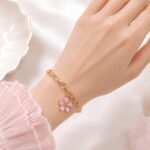 Korean pink Flower Charm Bracelet