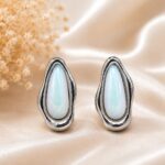 Elegant Silver Opal Teardrop Earrings