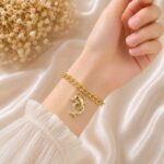 Elegant Gold Dolphin Charm Bracelet