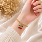 Elegant Gold Cherry Charm Bracelet