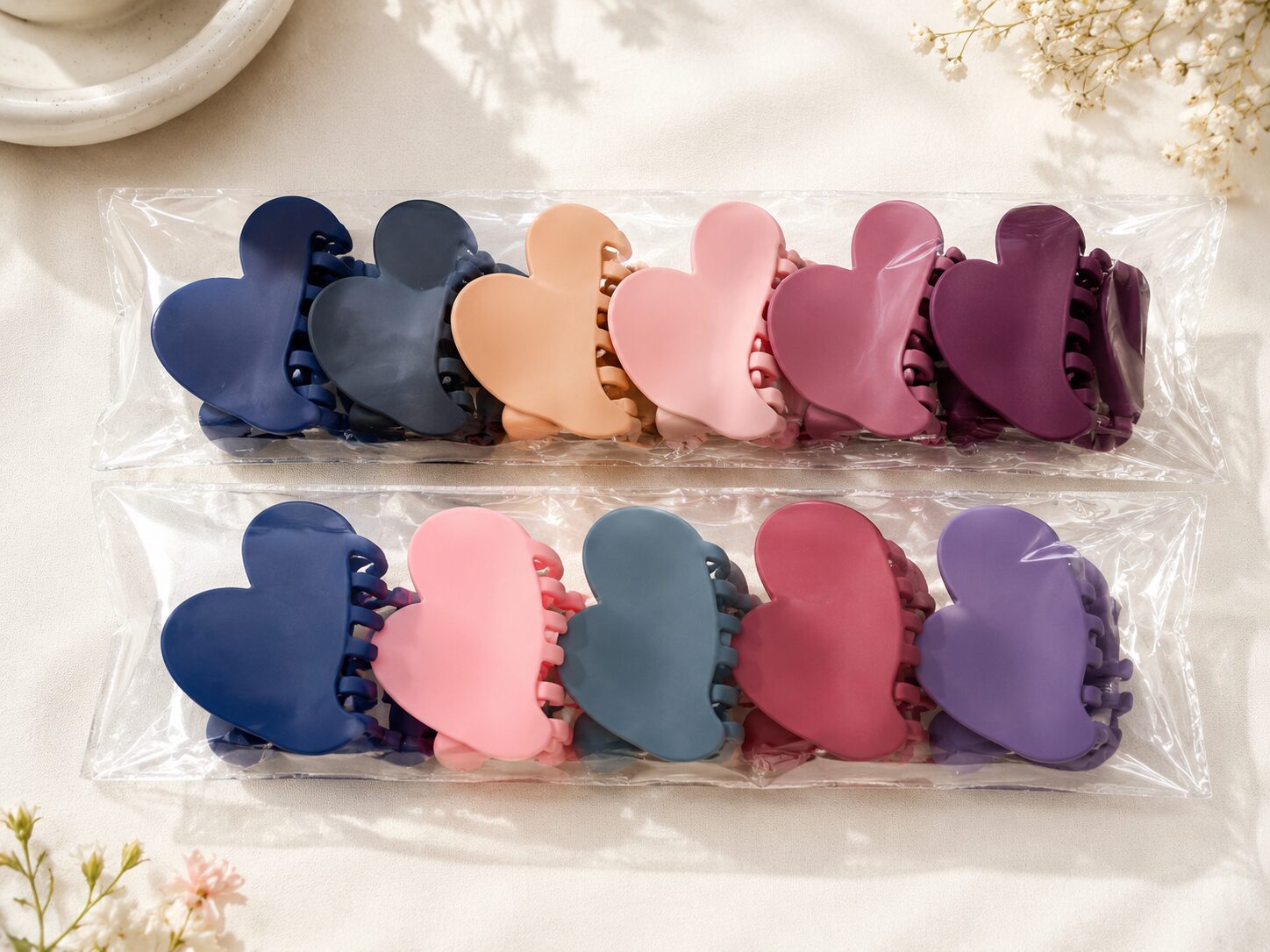 2026/08/1001772006.jpg Heart Shape Matte Hair Claw Clip – Stylish Pastel Hair Accessory - Image 1