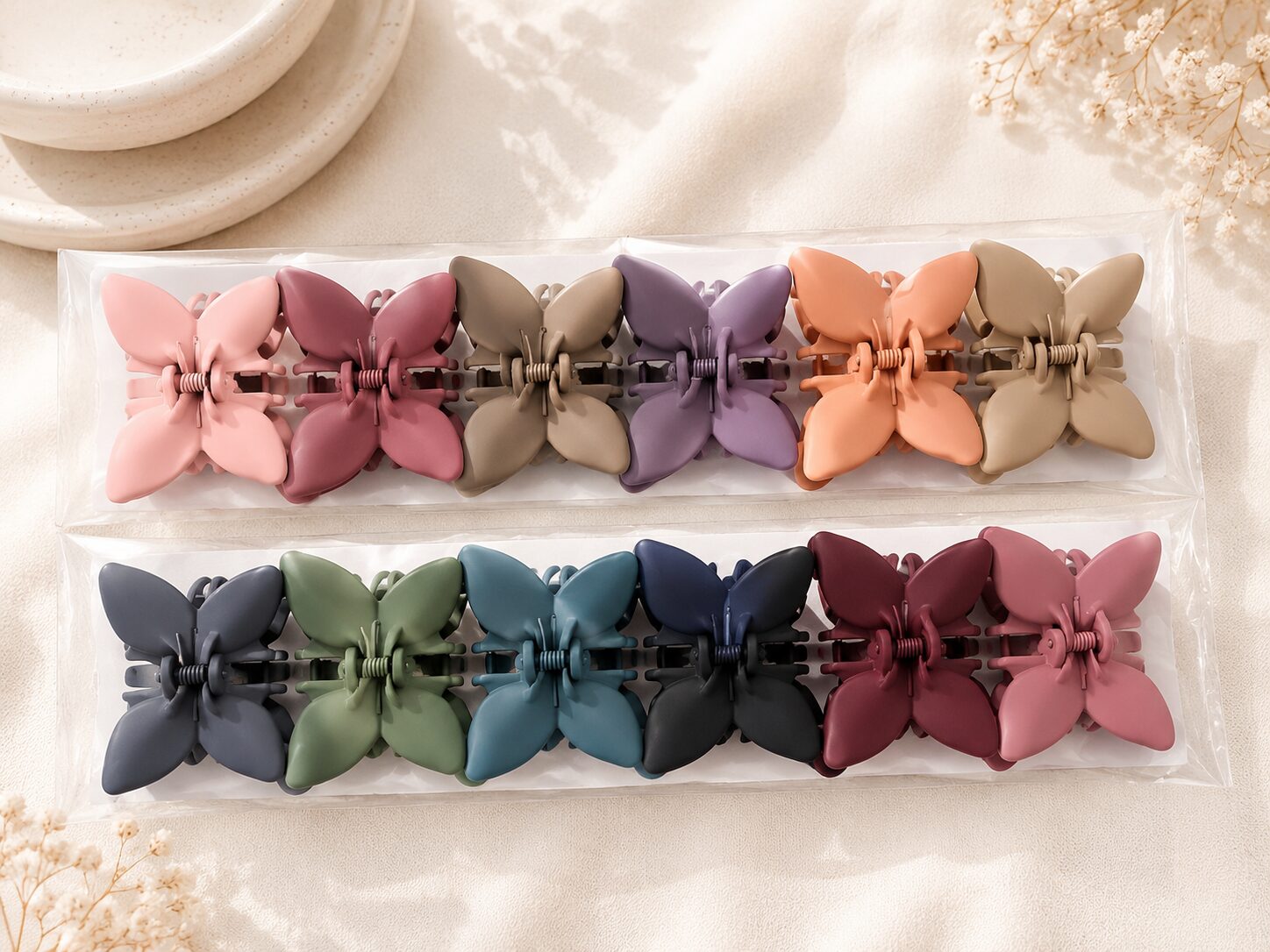 2026/08/1001772015.jpg Butterfly Hair Claw Clip – Stylish Matte Butterfly Hair Accessories Set - Image 1
