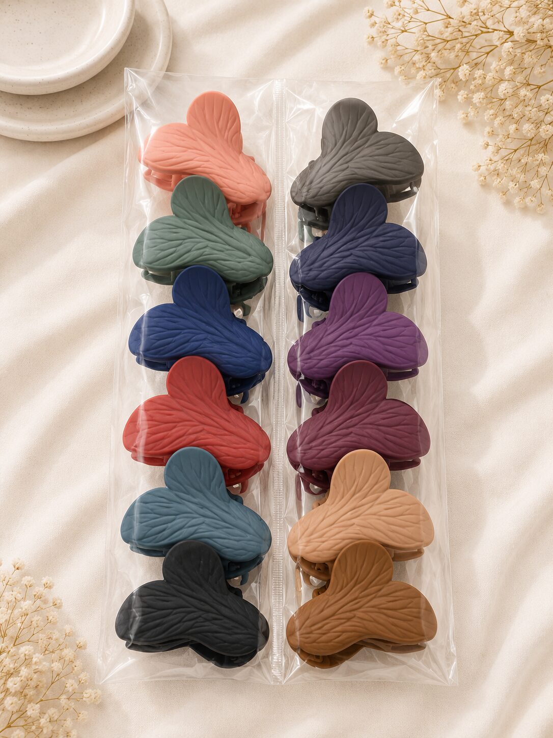 2026/08/1001772105.jpg Butterfly Hair Claw Clips – Stylish Multicolor Matte Hair Accessories Set - Image 1