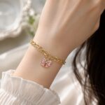 Pink Bow Charm Bracelet