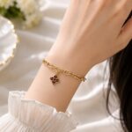 black Flower Charm Bracelet