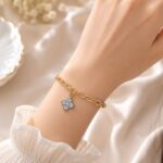 blue  Flower Charm Bracelet