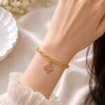 pink Flower Charm Bracelet