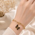 Black Butterfly Gold Link Bracelet