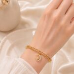 Gold Crescent Moon Charm Bracelet