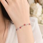 Elegant Red Floral Stainless Steel Bracelet ✨