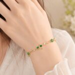 Elegant Green Floral Gold Bracelet ✨