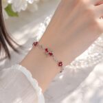 Elegant Red Floral Stainless Steel Bracelet ✨