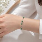 Elegant Green Emerald Floral Bracelet
