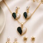 Elegant Heart Pendant & Earrings Jewellery Set