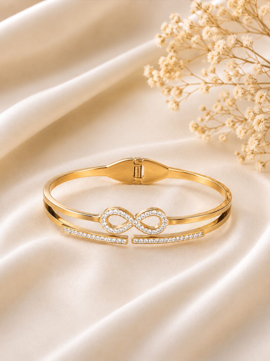2026/08/1001772858.jpg Elegant Gold Infinity Crystal Designer bracelet - Image 1