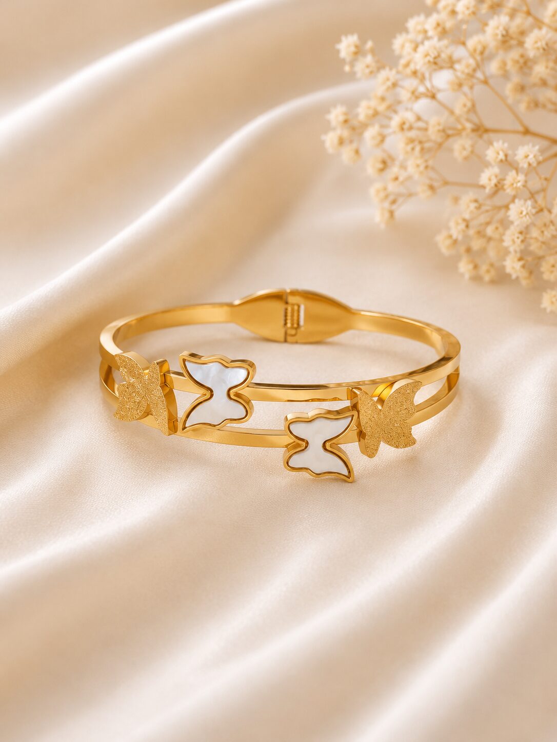 2026/08/1001772910.jpg Elegant Gold Butterfly Mother of Pearl bracelet - Image 1