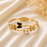 Elegant Gold Black & White Butterfly Designer Bangle
