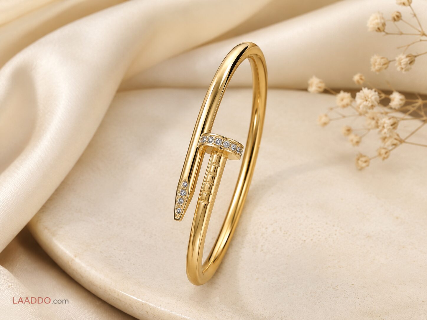 2026/08/1001772961.jpg Premium Nail-Style Gold Cuff Bracelet with CZ Stone Detailing - Image 1