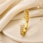 Premium Gold Clover Charm Bracelet with CZ Stone Detailing