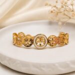 Premium Gold-Tone Designer Link Bracelet with Crystal Center Detail