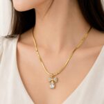 Korean Bow Crystal Pendant Necklace
