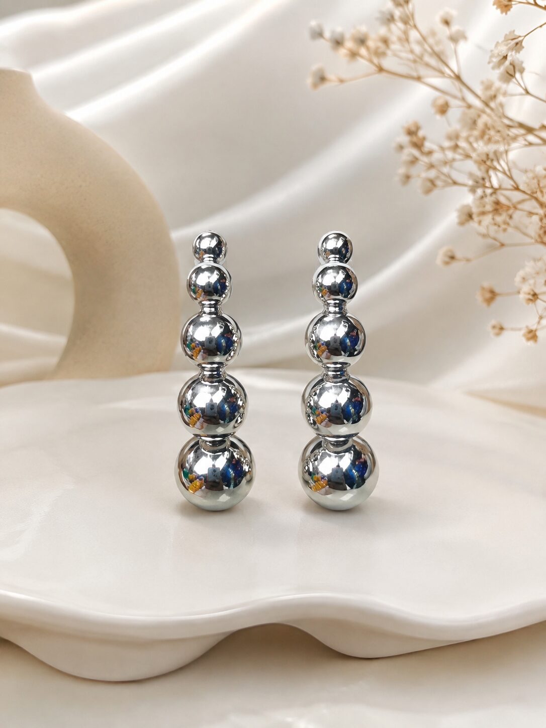2026/08/1001773030.jpg Premium Silver Ball Drop Earrings - Image 1
