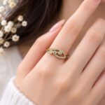 Elegant Korean Leaf Design CZ rose Gold Ring ✨